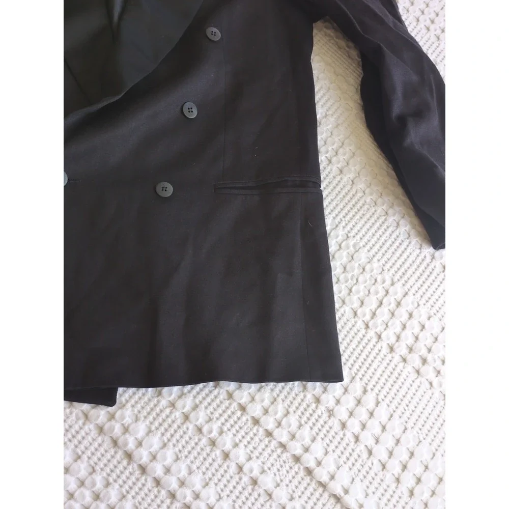 Yves Saint Laurent Double Breasted Tuxedo Blazer Sz 46 Reg Pour‎ Homme Black
